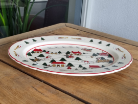 Engels Mason's Christmas Village 1983 Kerstservies robuuste ovale Schaal 39,5 cm
