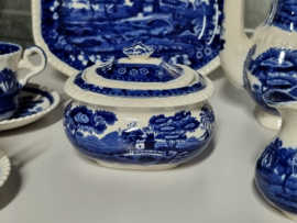 Engels Copeland Spode's Tower  blauw Espresso servies 6-pers