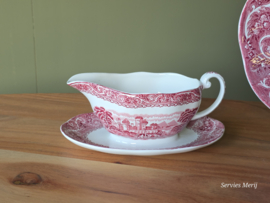 Engels rood Enoch Wedgwood River Scene compleet eetservies 6 personen
