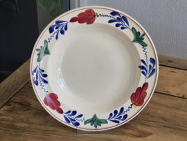Oud Boerenbont Regout diep bord 24 cm (blauw of bruin stempel)