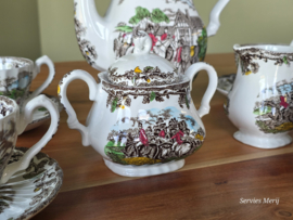 Engels bruin ingekleurd Jachtservies Myott's Country Life Koffieservies theeservies 6 personen