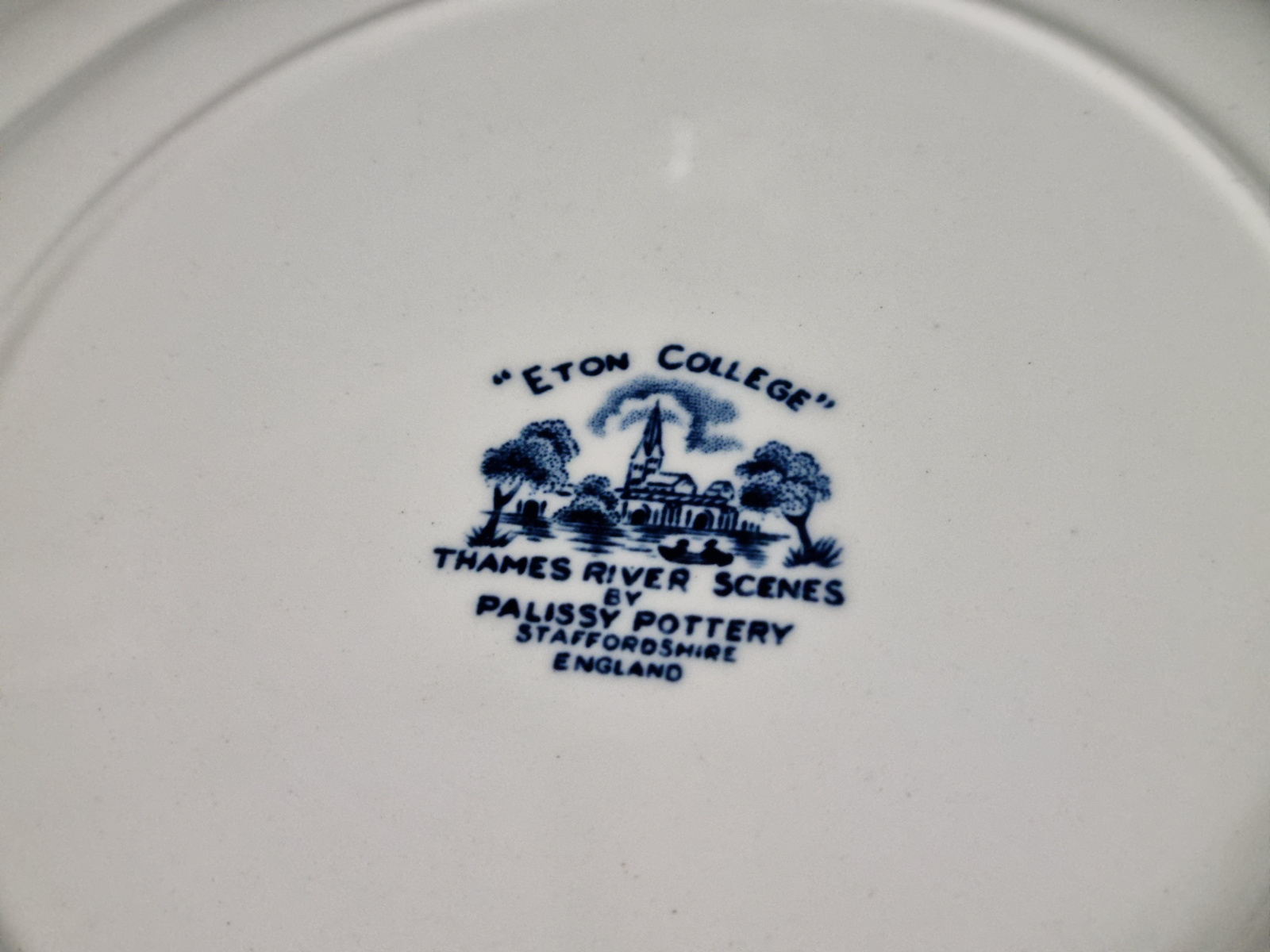 Engels blauw Palissy Pottery Thames River Scenes plat dinerbord 25 cm
