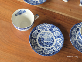 Engels blauw Royal Warwick Lochs of Schotland koffieservies theeservies 6 personen