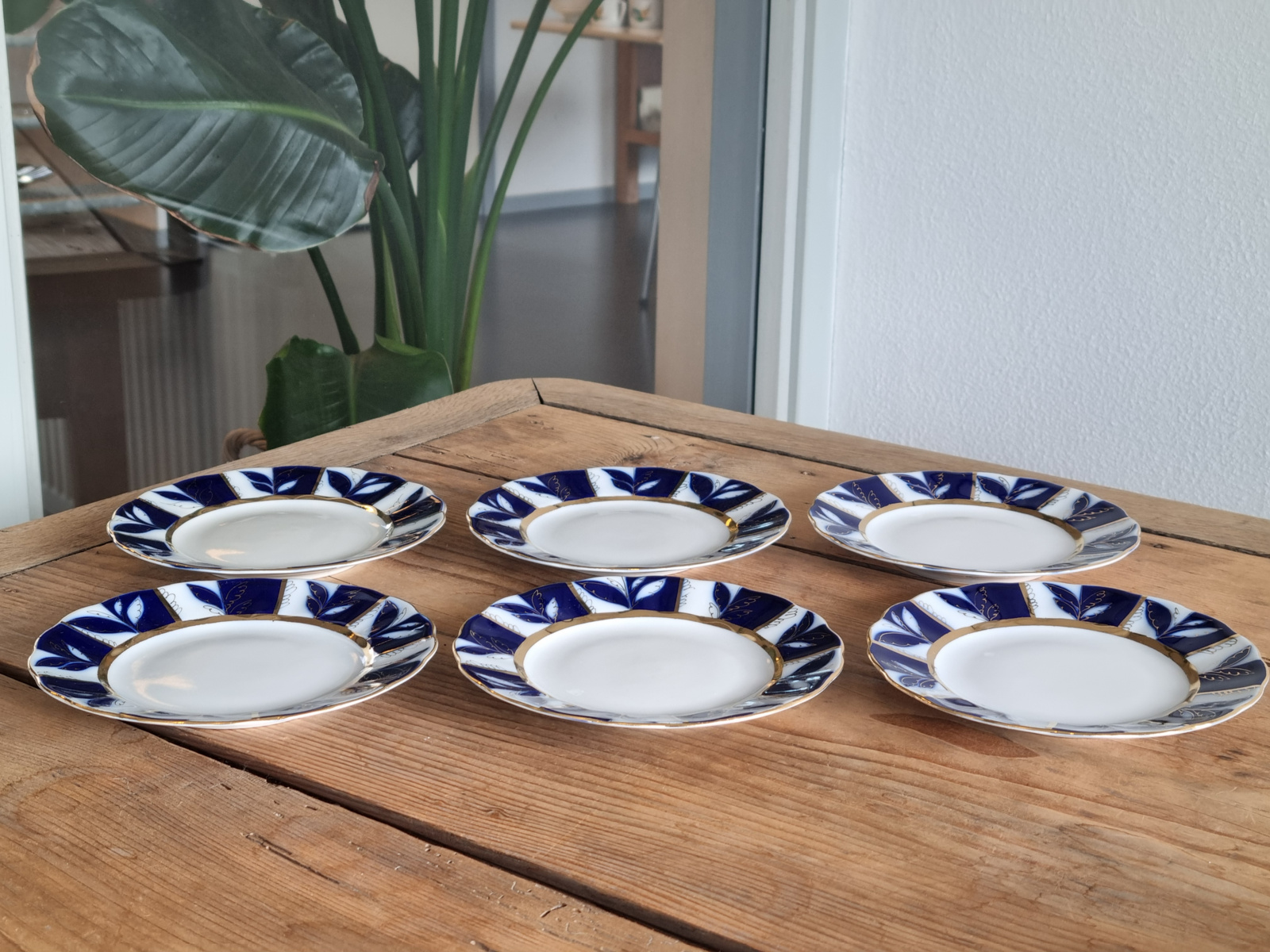 Lomonosov blauw Winternight set 6x Bord 15,5 cm