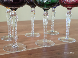Boheems Kristal Glas set (1) van 6x op hoge voet 20,5 cm alle kleuren