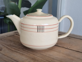 Emaille Vintage Theepotje 0.9 liter met art-deco print