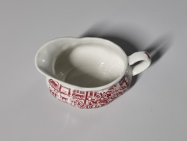 Engels rood Coaching Taverns Royal Tudor Ware Staffordshire Sauskom met oor