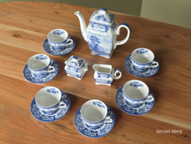 Engels blauw Royal Warwick Lochs of Schotland koffieservies theeservies 6 personen
