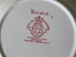 Engels rood Crown Ducal Bristol hoge ronde schaal 20 cm