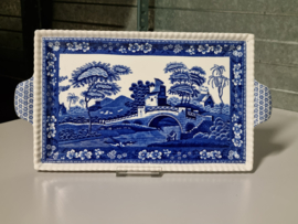 Engels Copeland Spode's Tower blauw Dienblaadje met greepjes (rechthoekig)