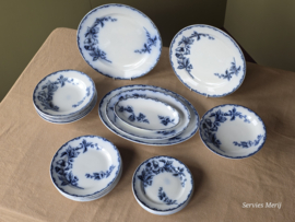 Societe Ceramique Etruria vloeiblauw compleet Eetservies 6-pers.