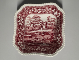 Engels Copeland Spode's Tower rood hoge vierkante schaal 23 cm