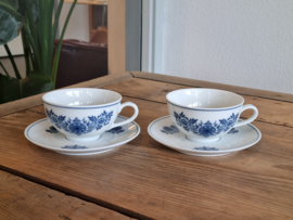 Mosa Maastricht set 2x Kop en schotel (blauw bloemetje)