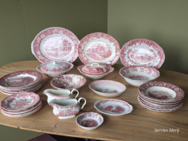Engels rood Mix & Match compleet dinerservies 6 personen 30 delen