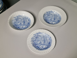 Engels blauw Burleigh Ware Shangri-La set 3x bordje