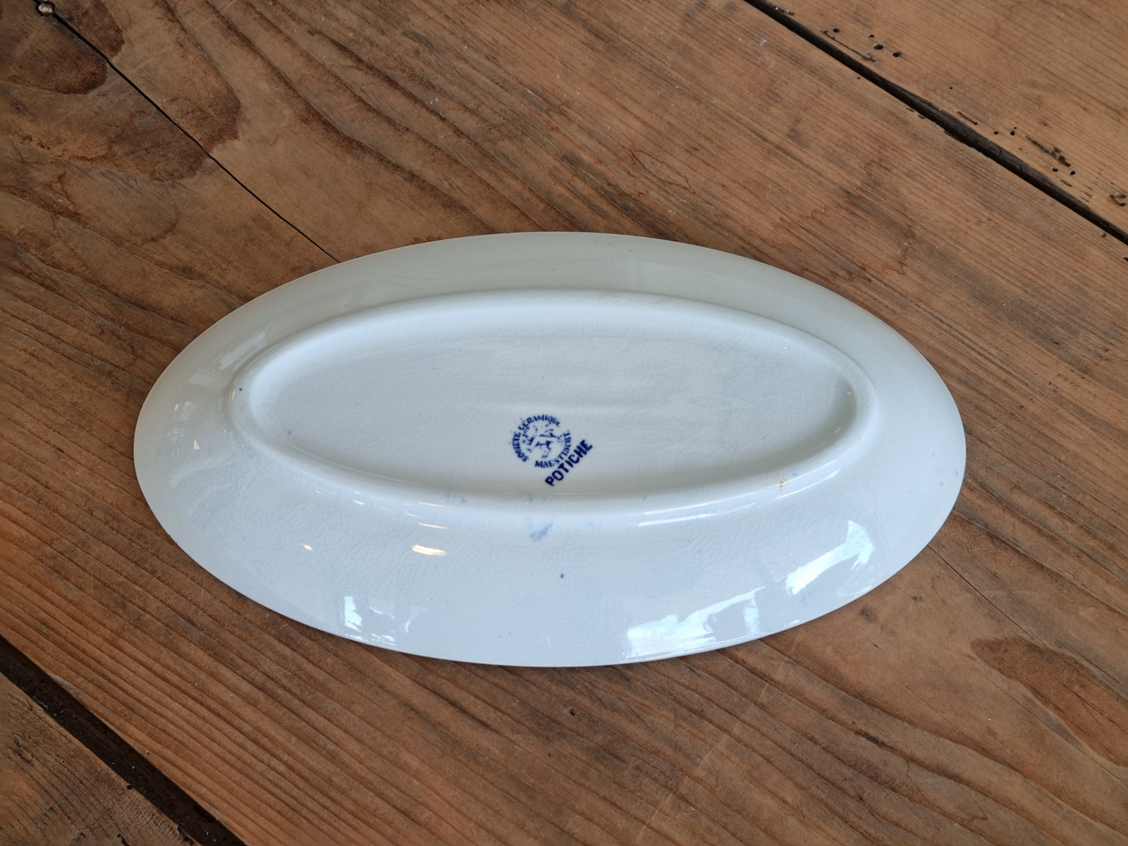 Potiche blauw Societe Ceramique ovale Schaal klein 25 cm