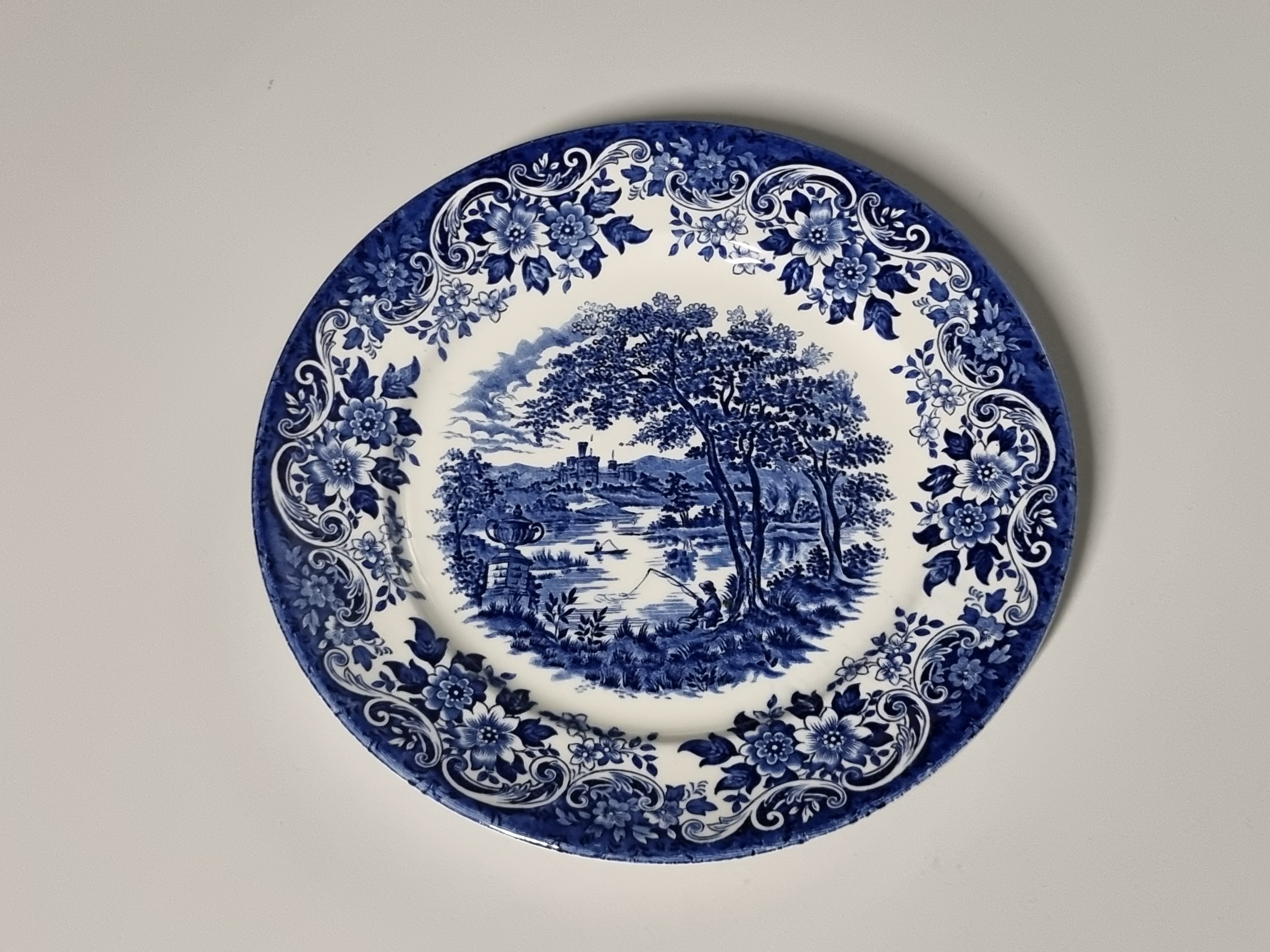 Engels blauw Broadhurst English Scene plat dinderbord 24,5 cm