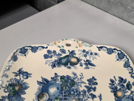 Engels Mason's Fruit Basket blauw vierkante schaal met greepjes 24 cm