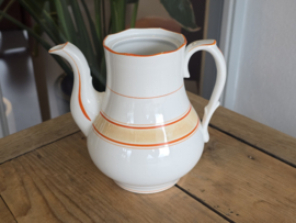 Societe Ceramique Koffiepot (vintage/retro wit met oranje)