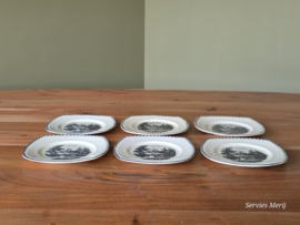 Landschap Zwart Societe Ceramique set 6x gebaksbordje 15 cm (vierkant model)
