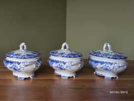Boch BFK decor Dordrecht blauw set 3x dekschaal terrine (kleinste model)