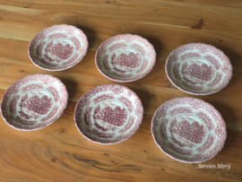 Engels rood Grindley Country Inns set 6x Soepkom met schotel