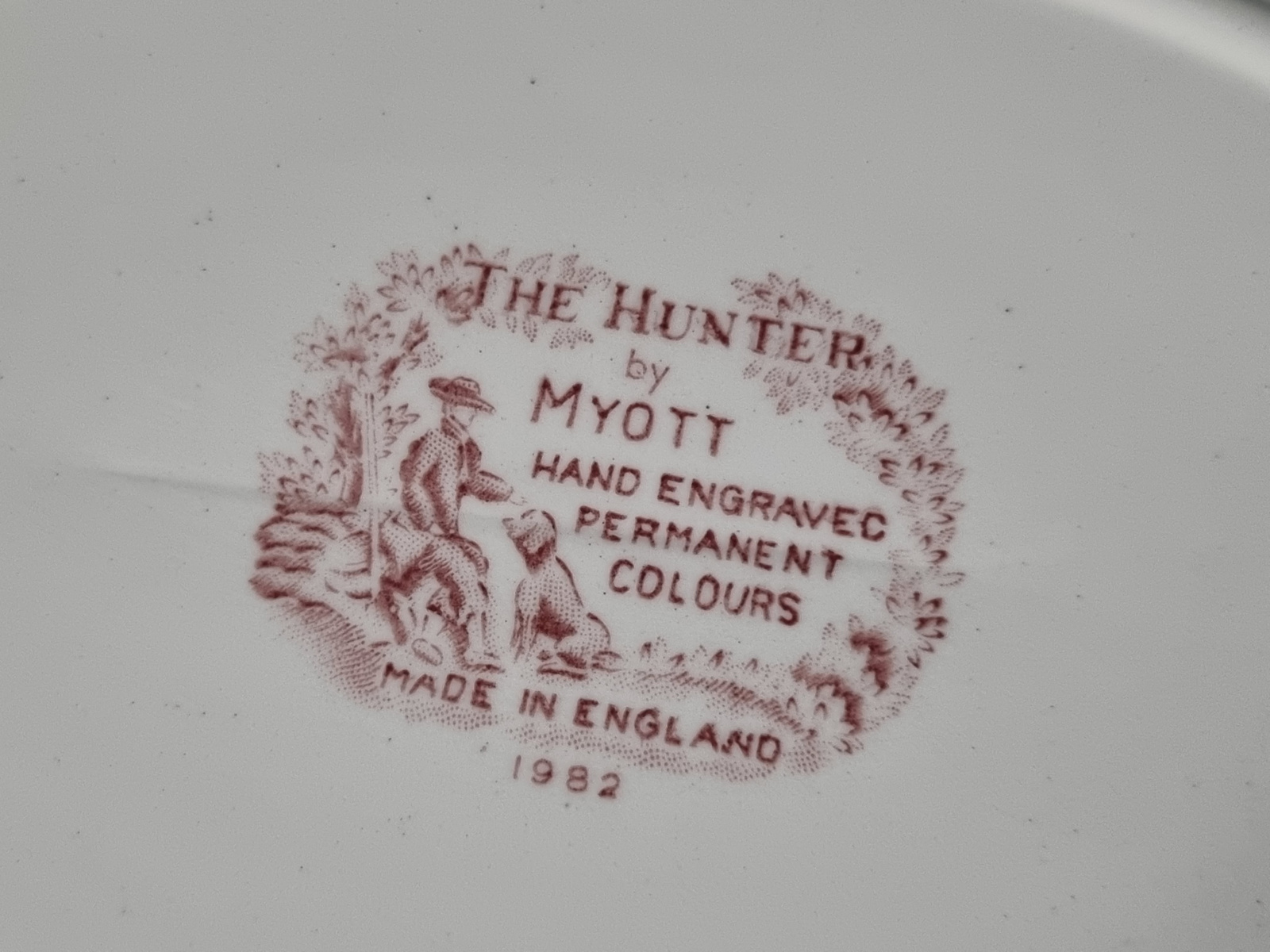 Engels rood The Hunter by Myott ovale Serveerschaal 29 cm