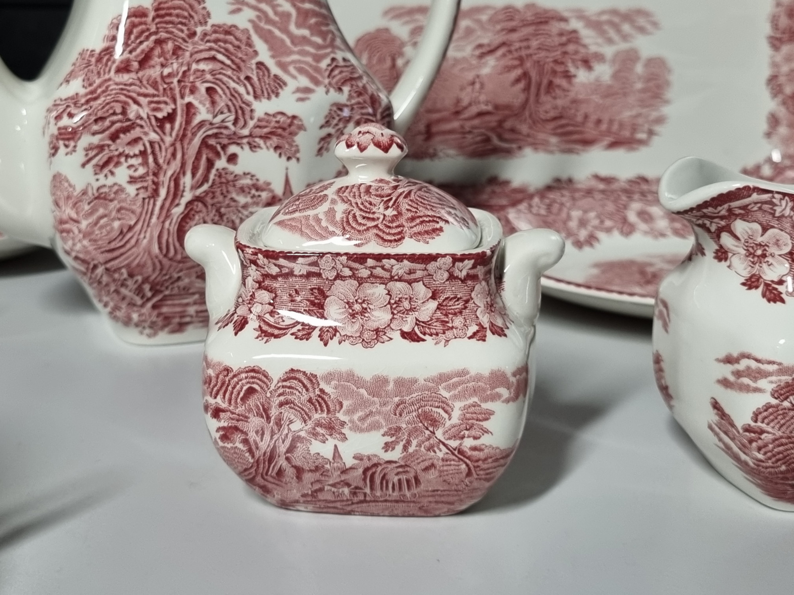 Engels rood Woodland Koffieservies Theeservies 8 persoons