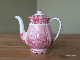 Engels rood Palissy River Scenes Koffiepot 17,5 cm