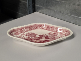 Engels Copeland Spode's Tower rood ruitvormig schaaltje 23,5 cm