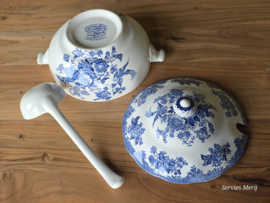 Engels blauw Wedgwood Asiatic Pheasants robuuste terrine met aardewerk lepel