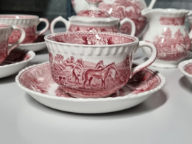 Engels Wedgwood Adams English Scenic decor paarden rood Koffieservies 6-pers.