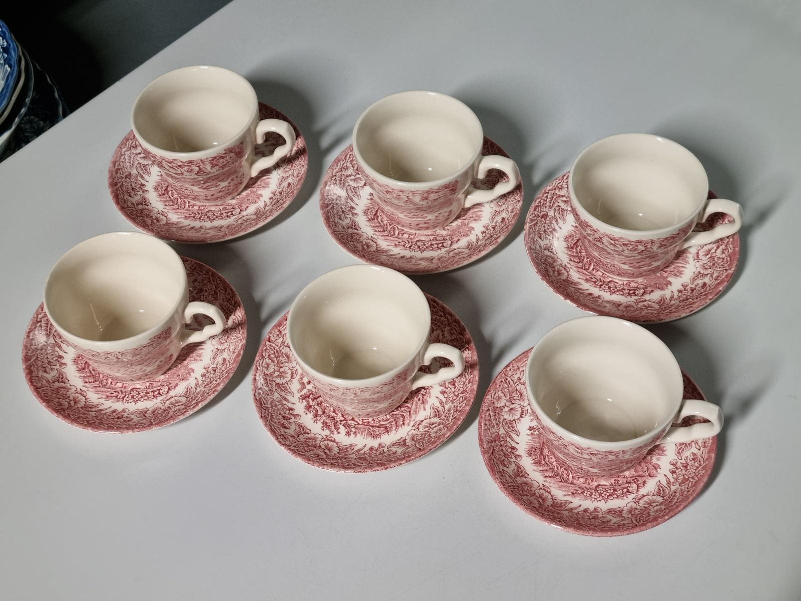 Engels rood EIT Ironstone Set 6x Kop en schotel (hooiwagen)