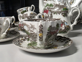 Engels bruin Jachtservies Myott's Country Life Koffieservies theeservies 8 personen