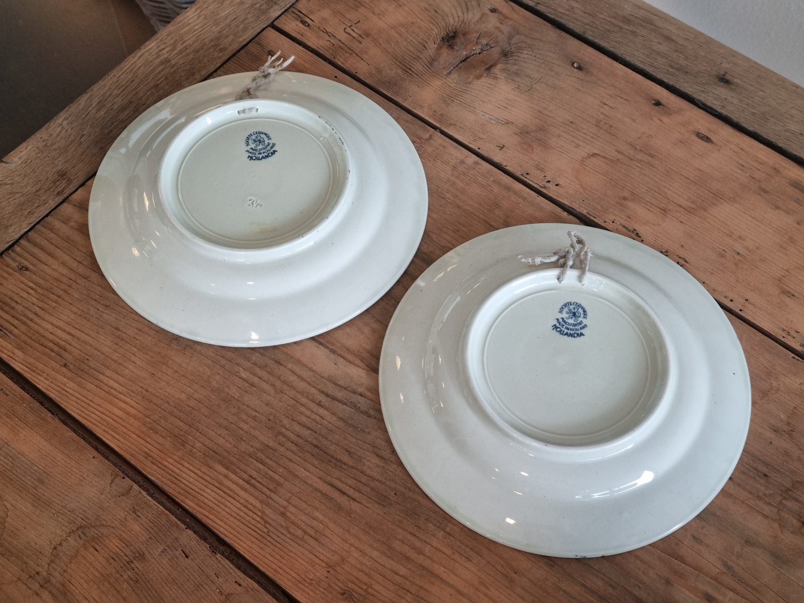 Set 2x Wandbord Societe Ceramique Hollandia Molen & Boot