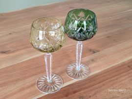 Boheems Kristal Glas set van 2x op hoge voet 19,5 cm