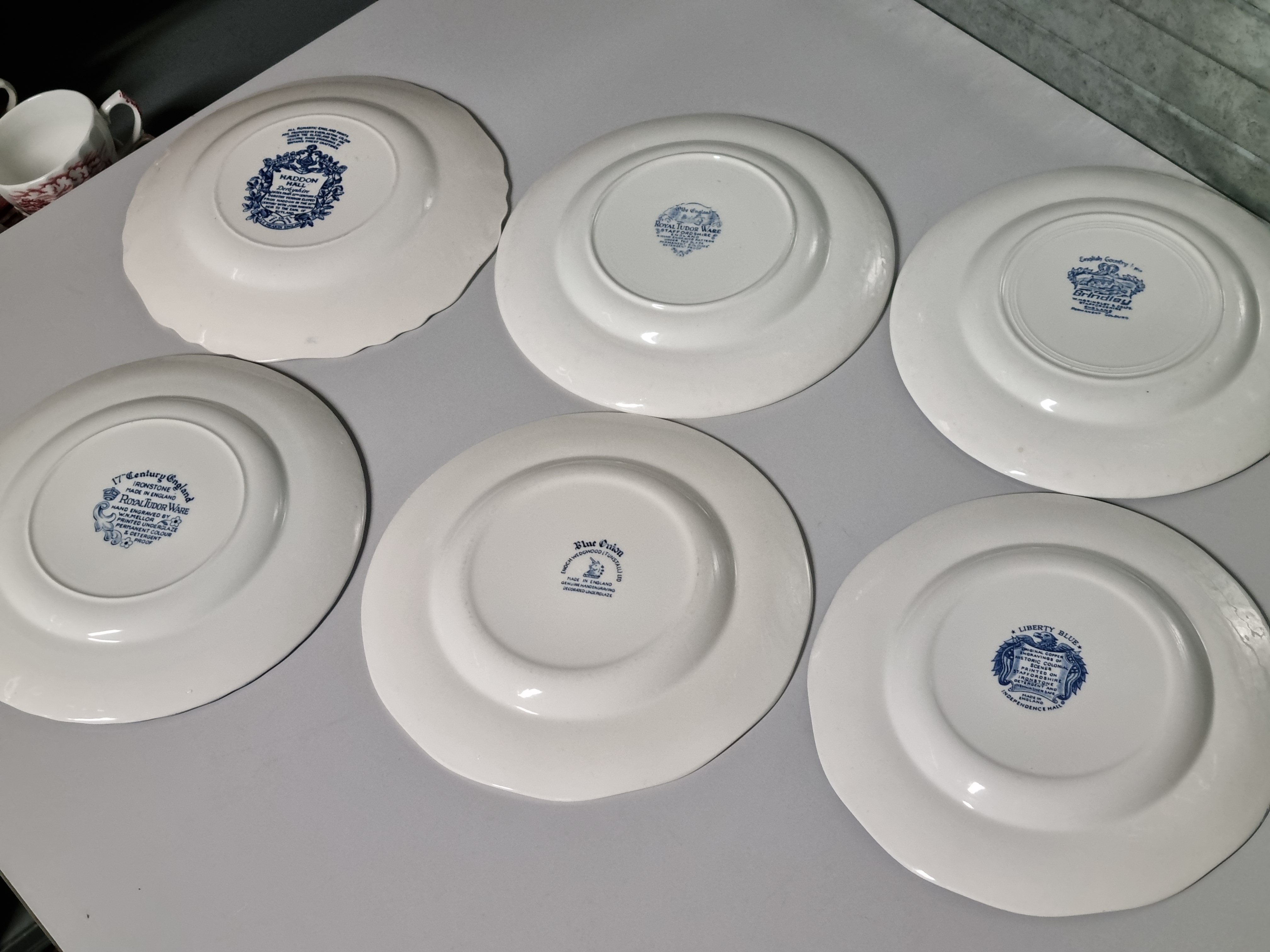 Engels blauw Set 6x mix & match plat dinerbord 25 cm
