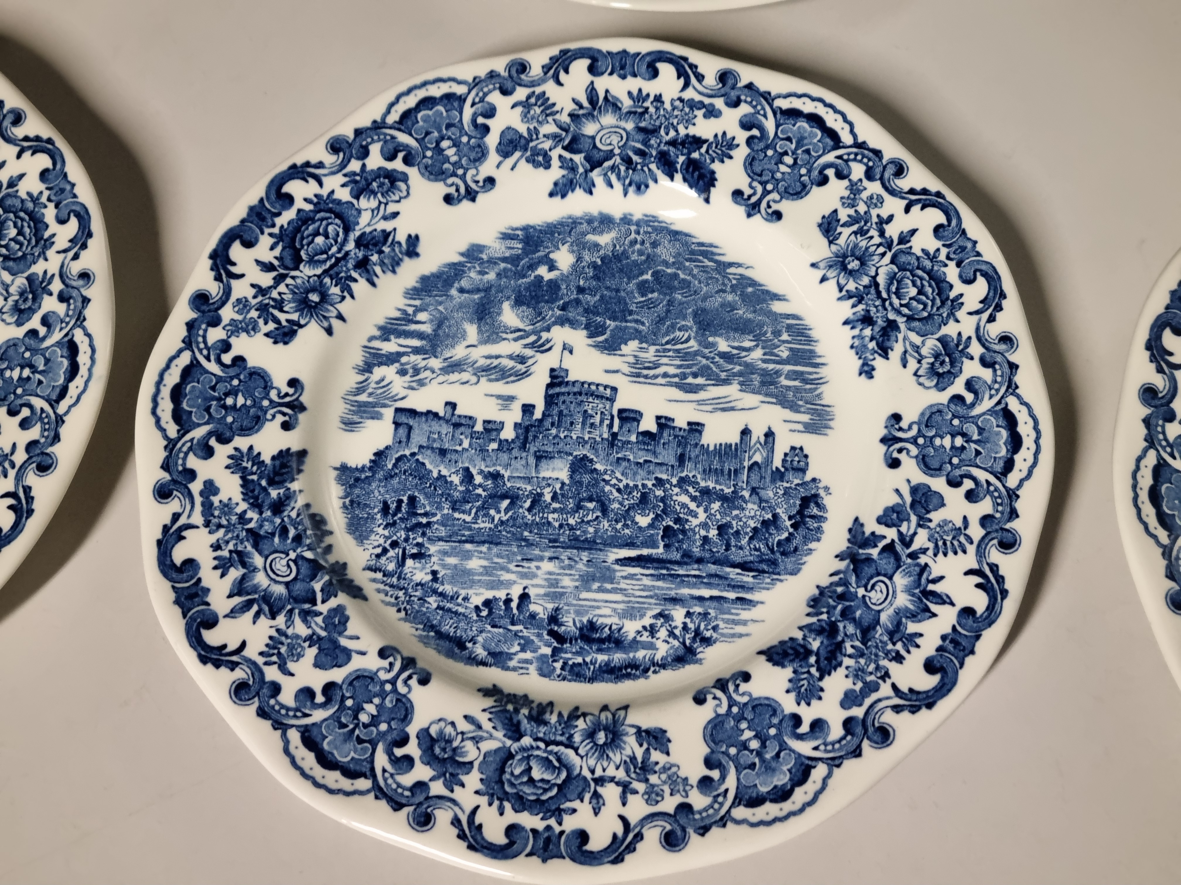 Engels blauw Enoch Wedgwood Royal Homes Of Britain set 6x ontbijtbord 22,5 cm