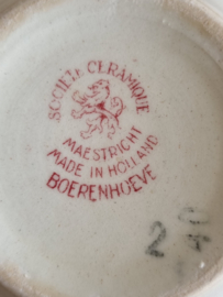 Boerenhoeve rood Societe Ceramique chocolade kop en schotel