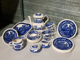 Engels Copeland Spode's Tower  blauw Ontbijtservies 6-pers