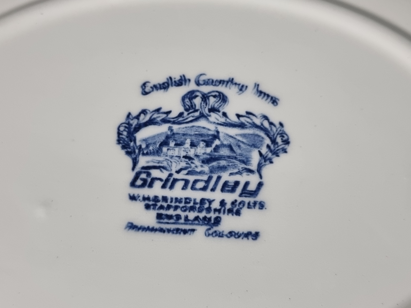 Engels blauw Grindley Country Inns ovale schaal 31,5 cm