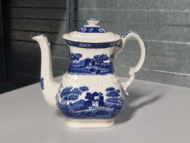 Engels Copeland Spode's Tower blauw Koffiepot groot model