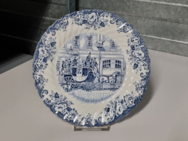 Engels blauw Meakin Coaching Scenes ontbijtbordje 20 cm