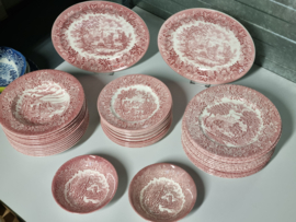 Engels rood Ironstone EIT Ltd England serviesset 12 personen (kasteel)