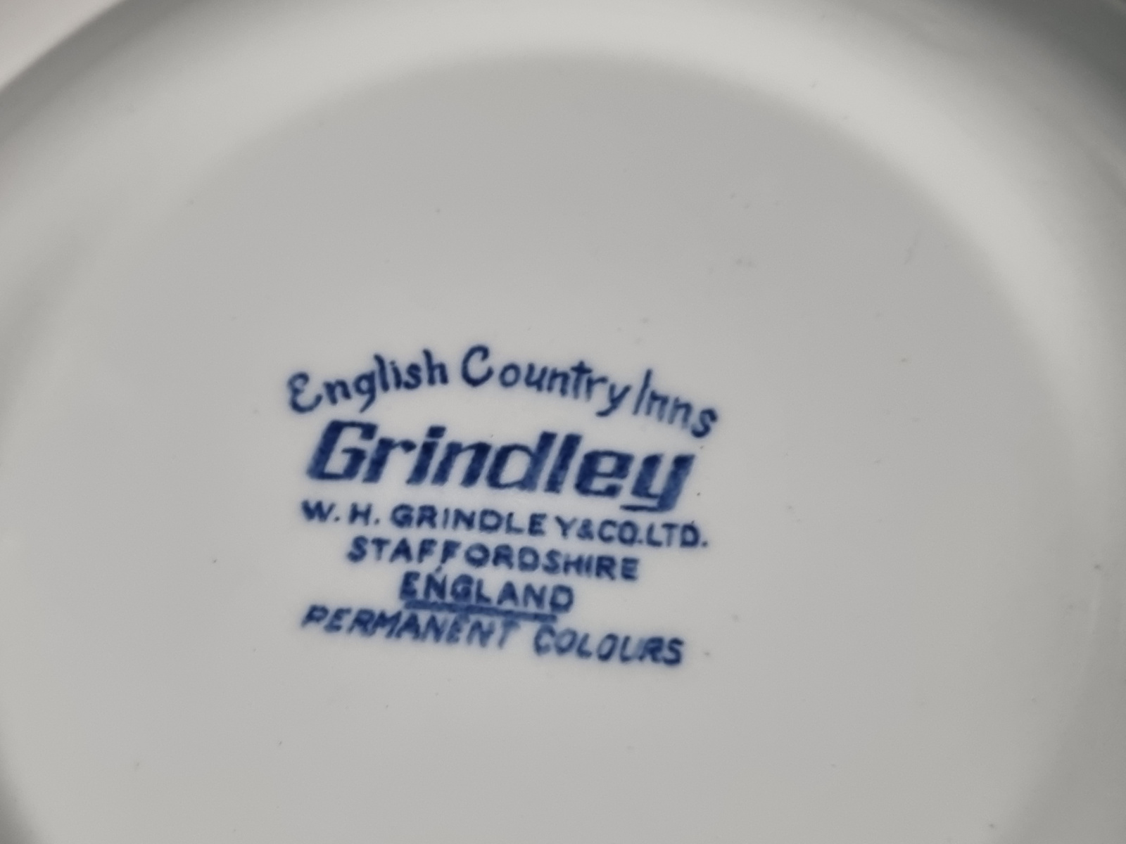 Engels blauw Grindley Country Inns diep pasta curry bord 22,5 cm