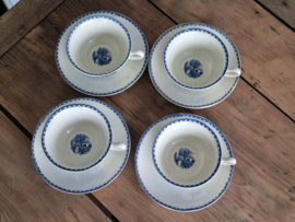 Landschap Blauw Societe Ceramique Set van 4x Kop en schotel (rond model)