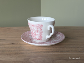 Engels rood English Ironstone Tableware EIT kop en schotel (paard en wagen)