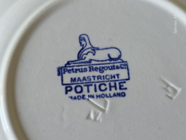 Potiche blauw Petrus Regout set 6x bordje 18,5 cm