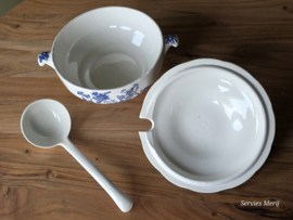 Engels blauw Wedgwood Asiatic Pheasants robuuste terrine met aardewerk lepel