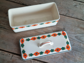 Apart Boerenbont Petrus Regout Cakedoos  vintage oranje/groen